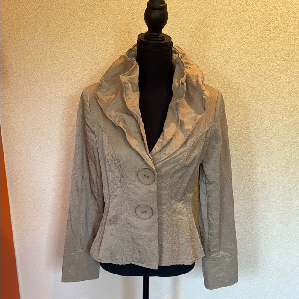 Elegant Cream Ruffled Women's Jacket